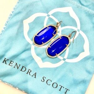Kendra Scott Elle Earrings Cobalt Blue and Gold NWOT